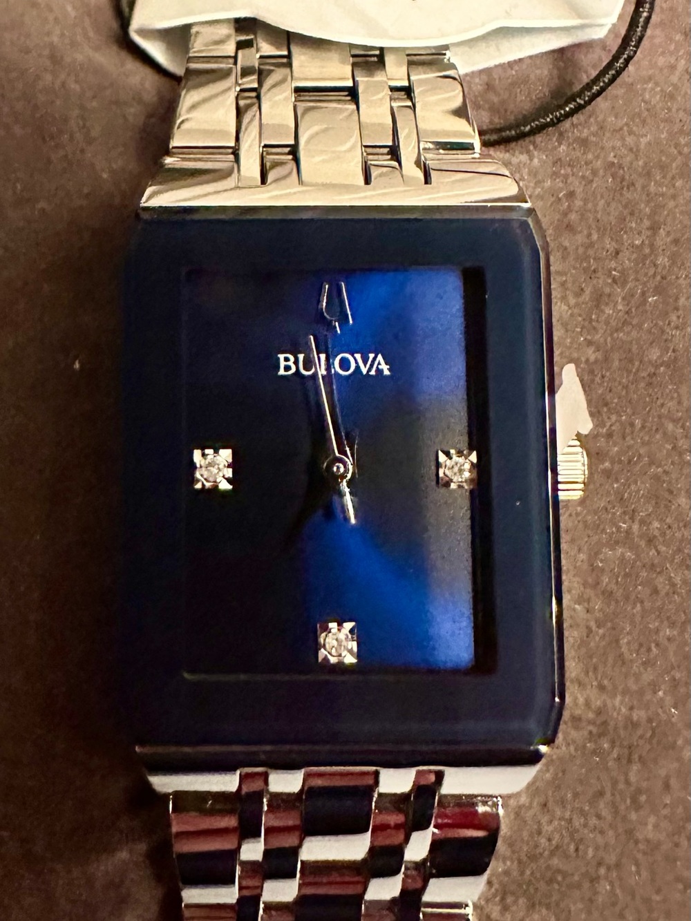 Bulova Watch with Deep Blue Rectangular Dial - Picture 8 of 10